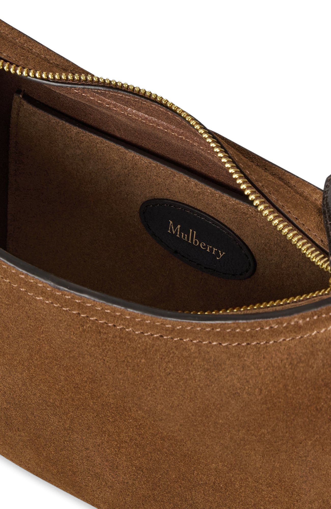 Mulberry Small Hackney Suede Shoulder Bag, Alternate, color, Vintage Oak