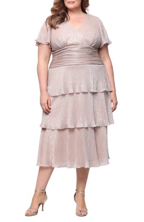 Metallic Surplice Neck Dress