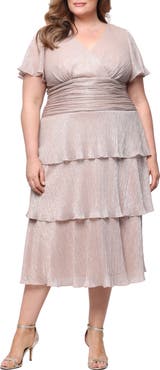 SL FASHIONS Metallic Surplice Neck Dress