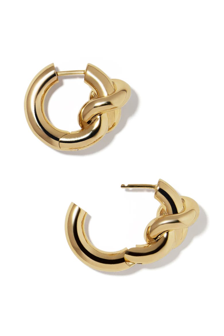 Knot Huggie Hoop Earrings, Alternate, color, YELLOW GOLD