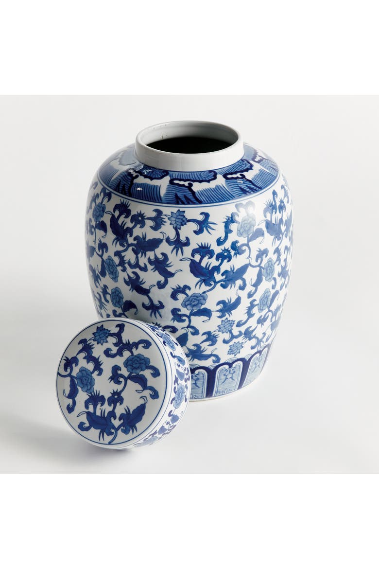 Barclay Butera Dynasty Blossom Lidded Jar - Chinoiserie, Alternate, color, Blue