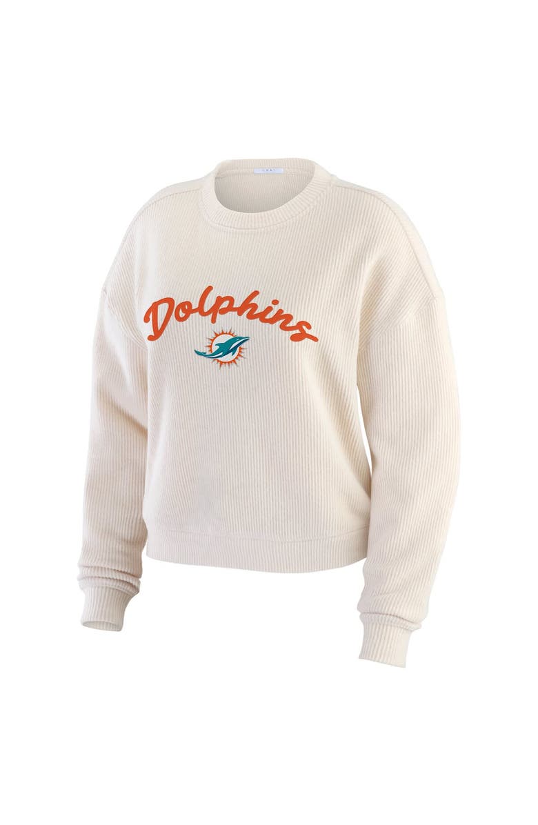 WEAR by Erin Andrews Women's WEAR by Erin Andrews Cream Miami Dolphins Knitted Tri-Blend Long Sleeve T-Shirt & Pants Lounge Set, Alternate, color, Cream