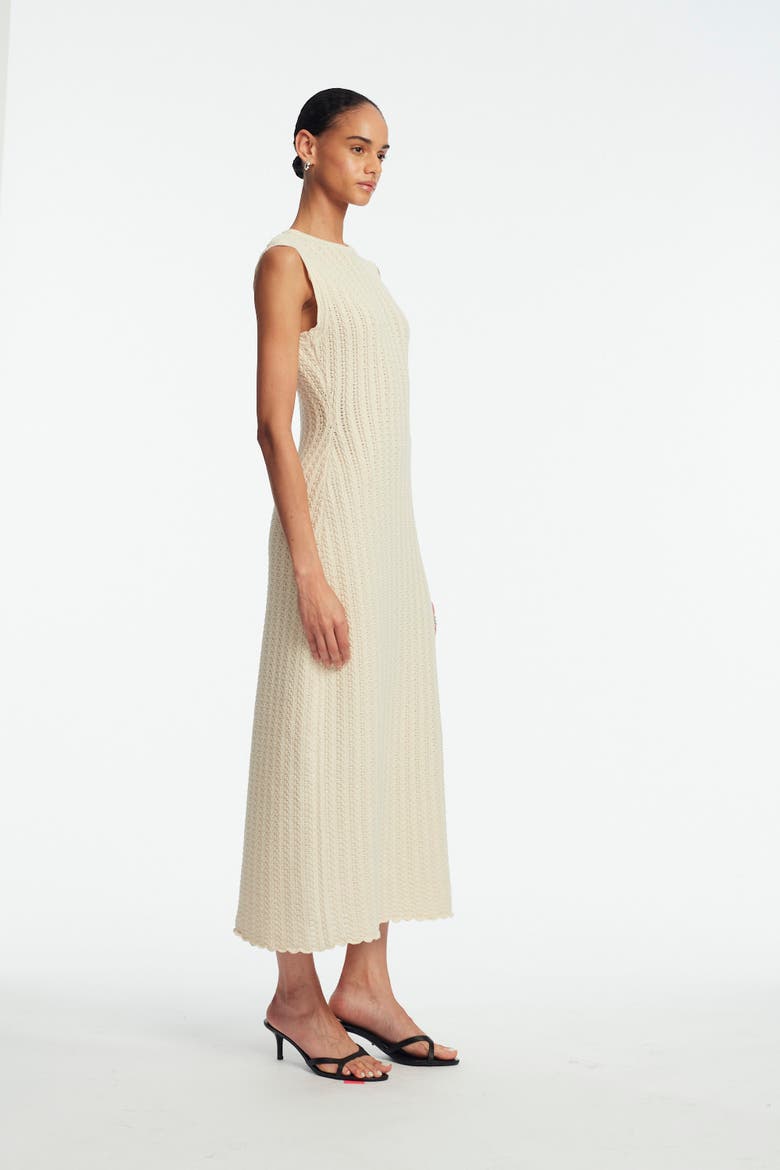 Pointelle Knit Scallop Edge Dress, Alternate, color, Cream