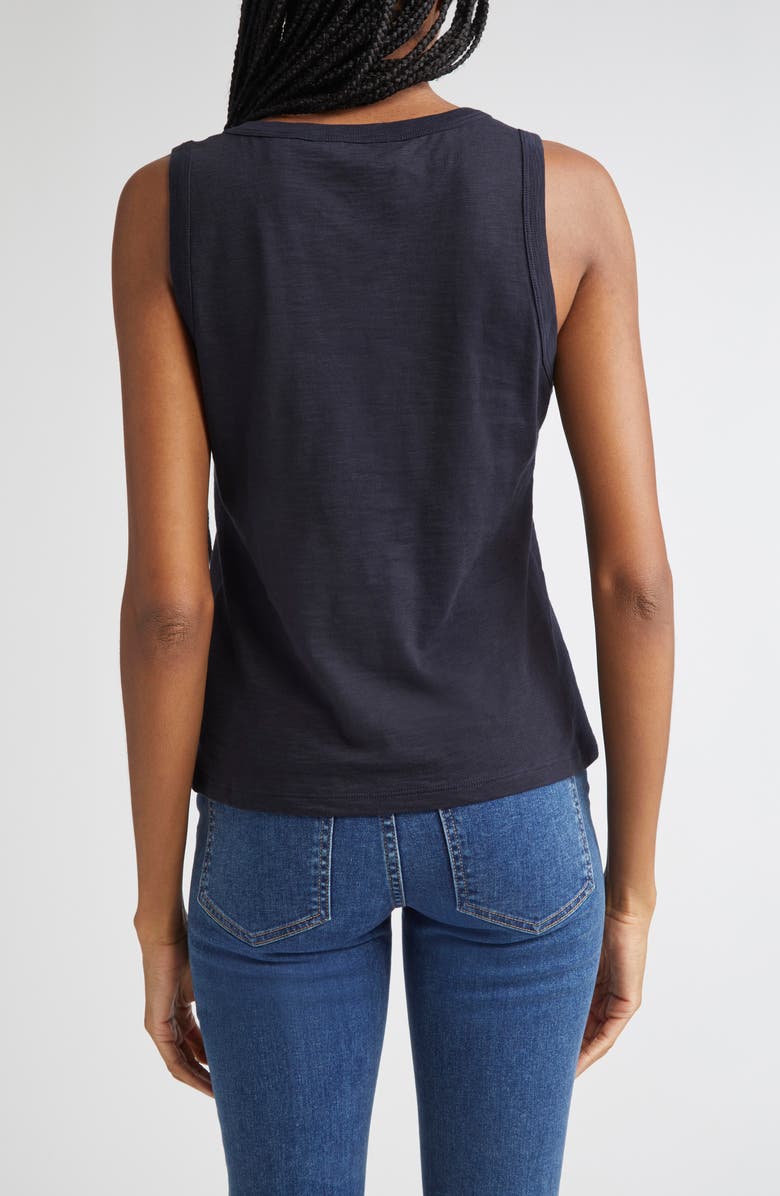Veronica Beard Harrison Cotton Henley Tank, Alternate, color, Navy