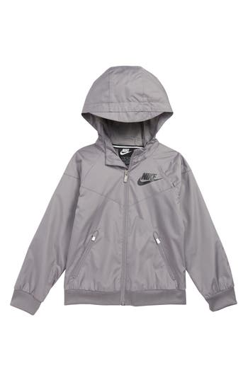Nike Kids' Windrunner Water Resistant Hooded Jacket In Gray