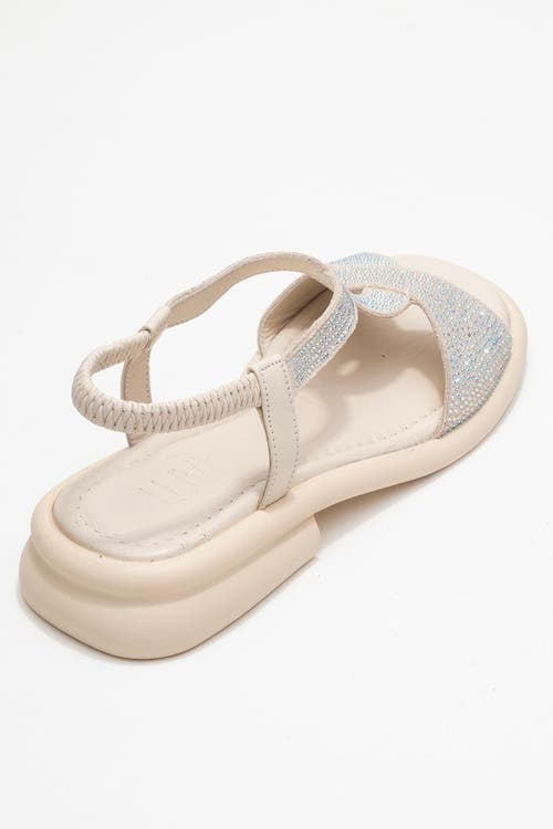 Forever & Always Shoes Sieglinde Embellished Leather Sandal In Neutral