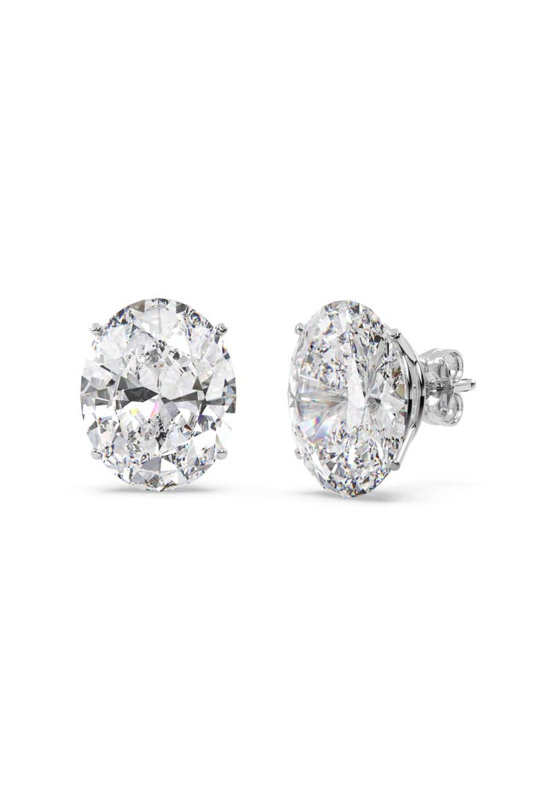 Oval-Cut Diamond Stud Earrings 14kt, Main, color, Diamond, White Gold