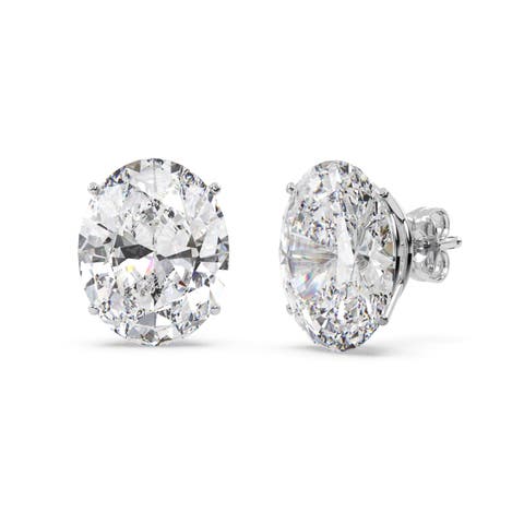 Oval-Cut Diamond Stud Earrings 14kt