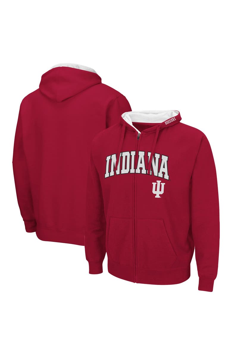 COLOSSEUM Men's Colosseum Crimson Indiana Hoosiers Arch & Logo 3.0 Full-Zip Hoodie, Alternate, color, Crimson