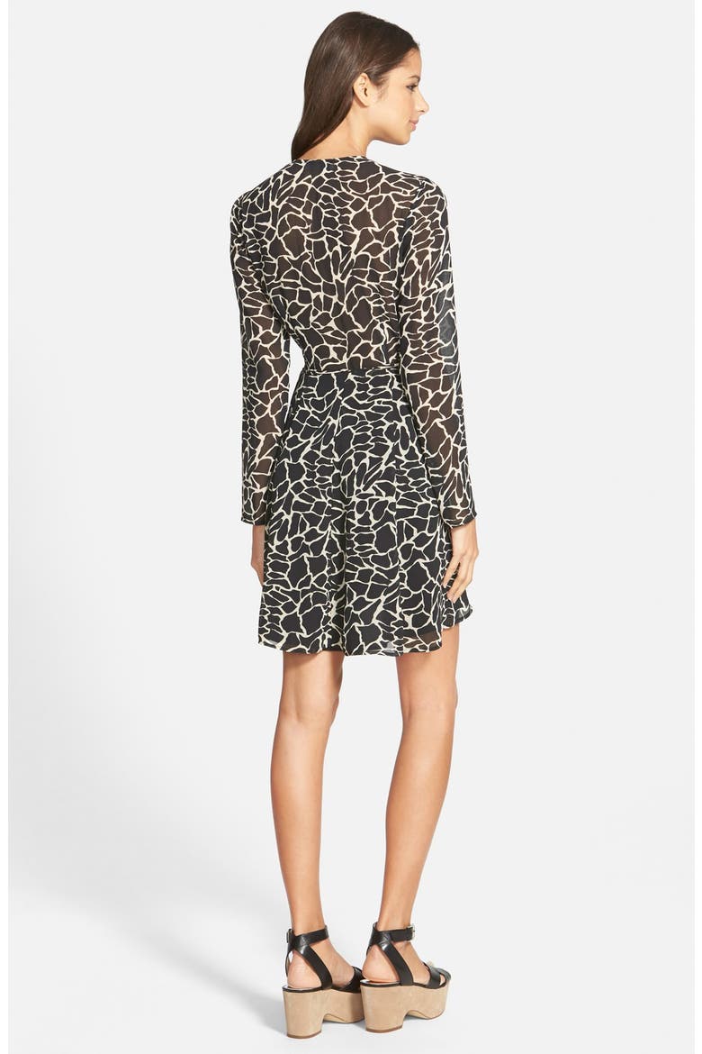 Animal Print Wrap Dress, Alternate, color, BLACK