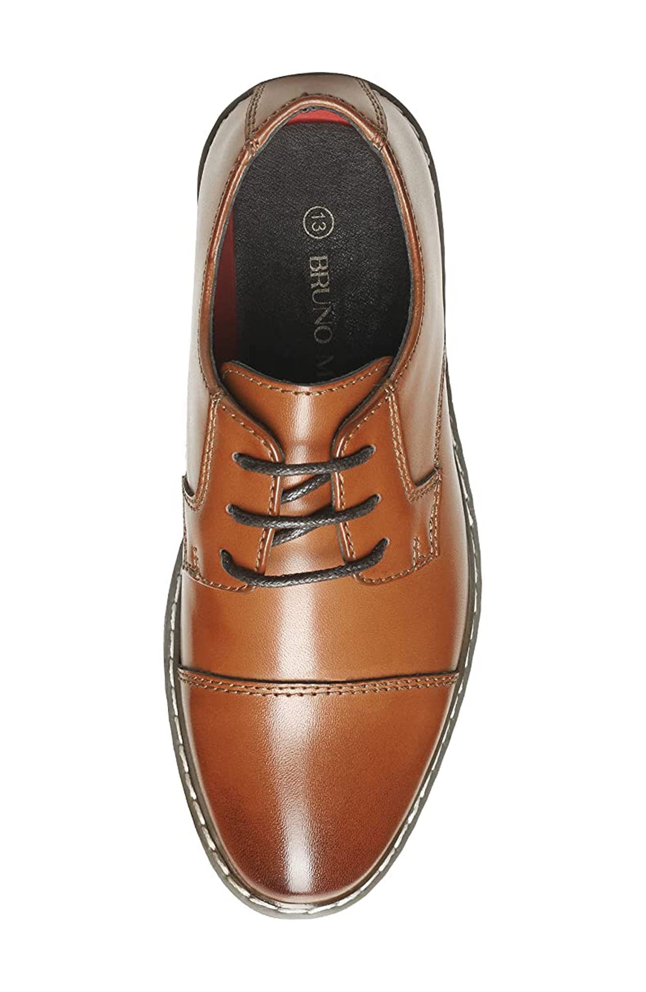 BRUNO MARC Kids' Cap Toe Derby, Alternate, color, Brown