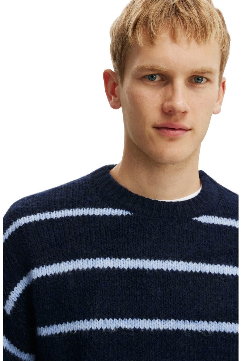 Men's Super Soft Boxy Sweater, Alternate, color, Navy Stripe
