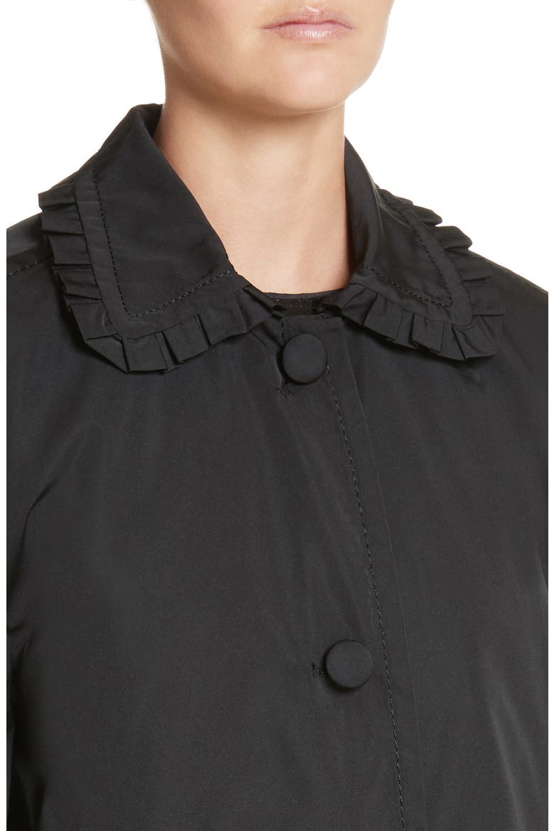 Ruffle Trim Balmacaan, Alternate, color, BLACK
