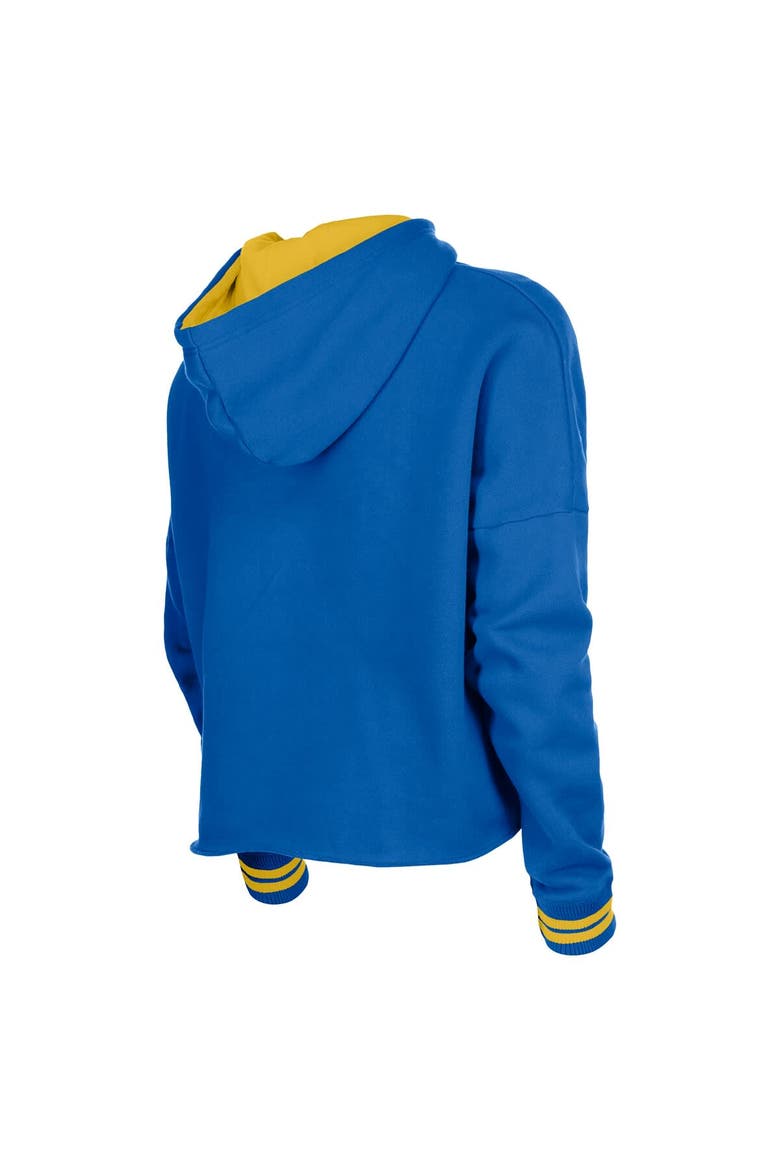 Women's New Era  Royal Golden State Warriors Boxy Raw Edge Pullover Hoodie, Alternate, color, Royal