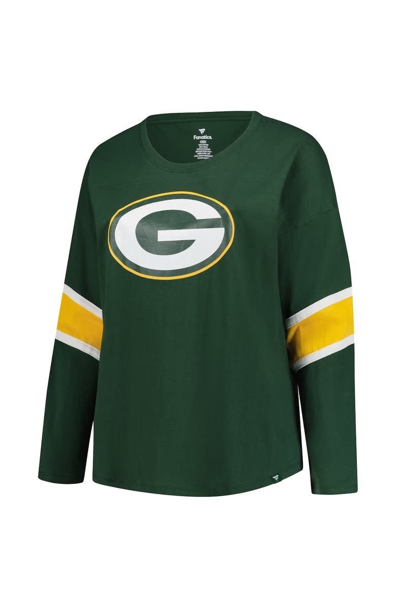 FANATICS Women's Fanatics Green Green Bay Packers Plus Size Redzone 3/4-Sleeve Scoop Neck T-Shirt, Alternate, color, Green