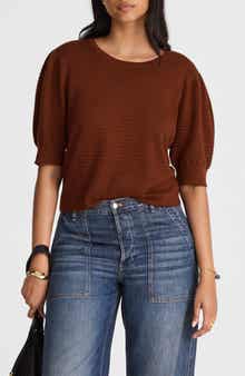 Puff Sleeve Merino Wool & Silk Sweater