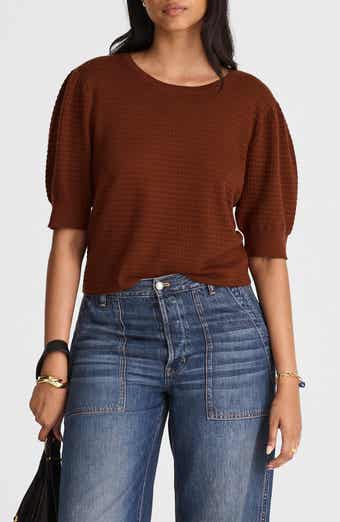 Puff Sleeve Merino Wool & Silk Sweater