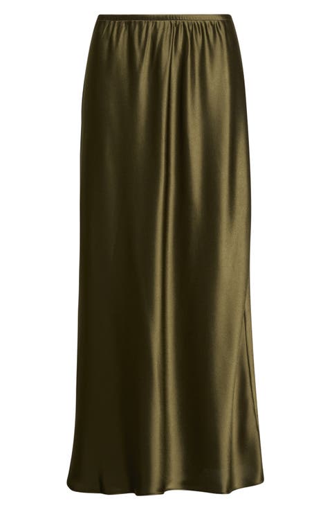Barb Satin Midi Skirt