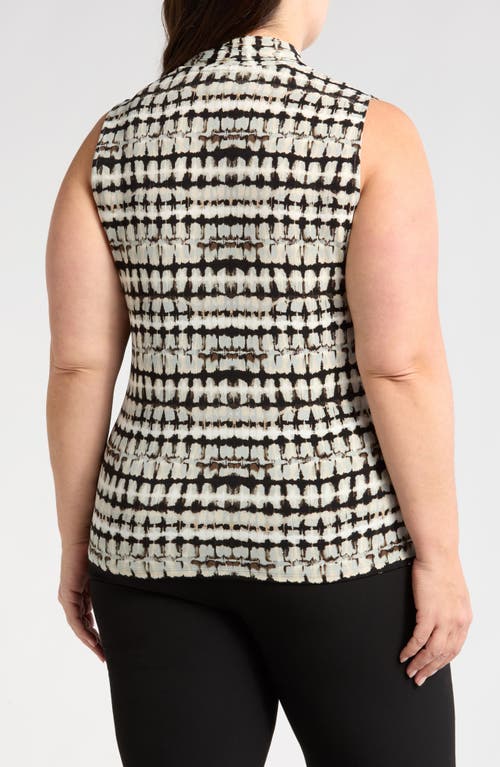 Anne Klein Abstract Print Triple Pleat Sleeveless Top In Anne Black Multi