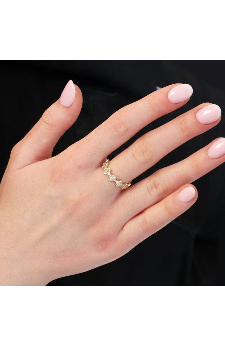 The Lovery Fine Jewelry CZ Clover Station Band, Alternate, color, Gold-Plated Sterling Silver