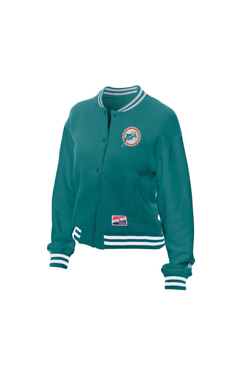 New Era Women's New Era Aqua Miami Dolphins Throwback Fleece Full-Snap Jacket, Alternate, color, Aqua