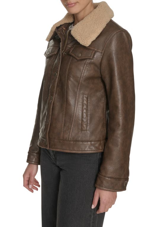 Levi's® Faux Leather Trucker Jacket In Brown