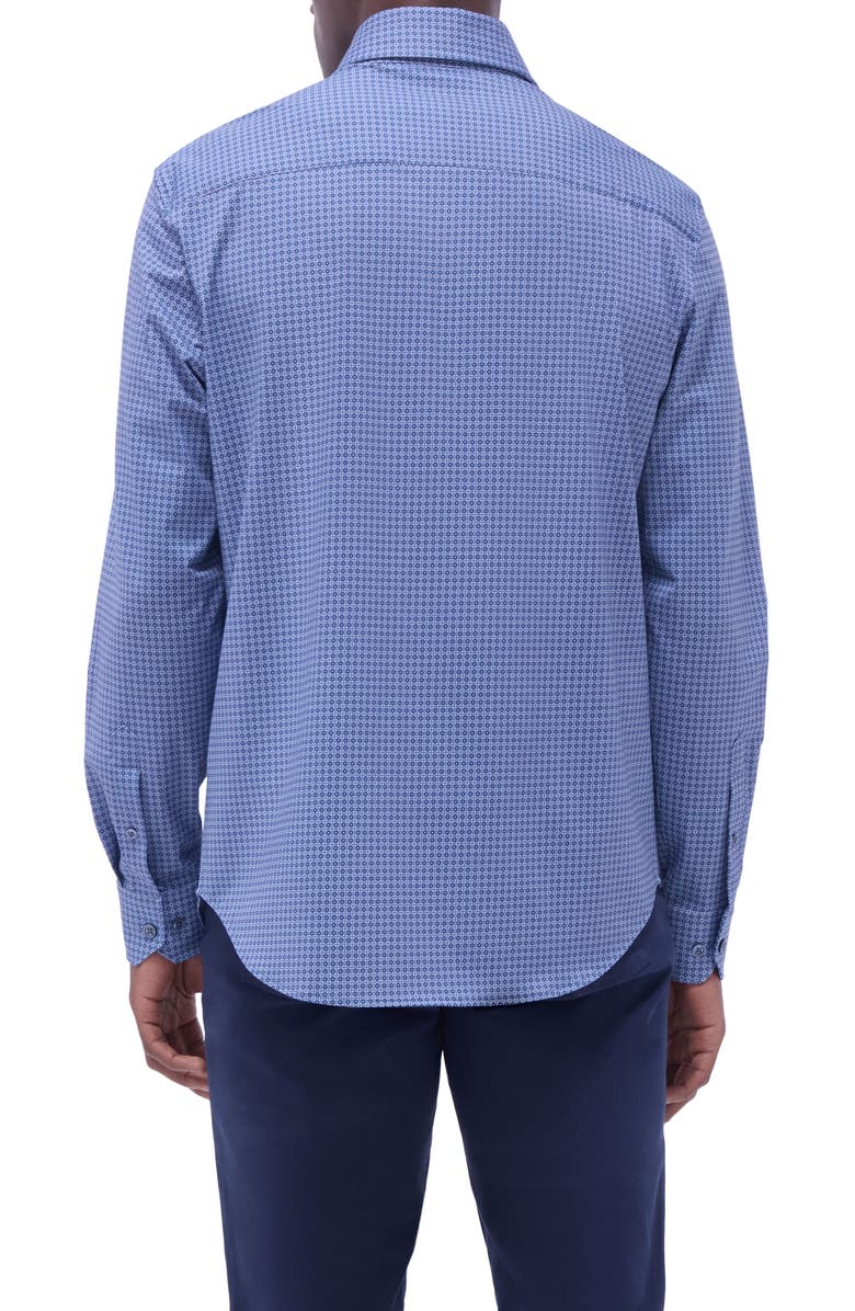 Bugatchi Devon OoohCotton<sup>®</sup> Geo Print Button-Up Shirt, Alternate, color, Cobalt