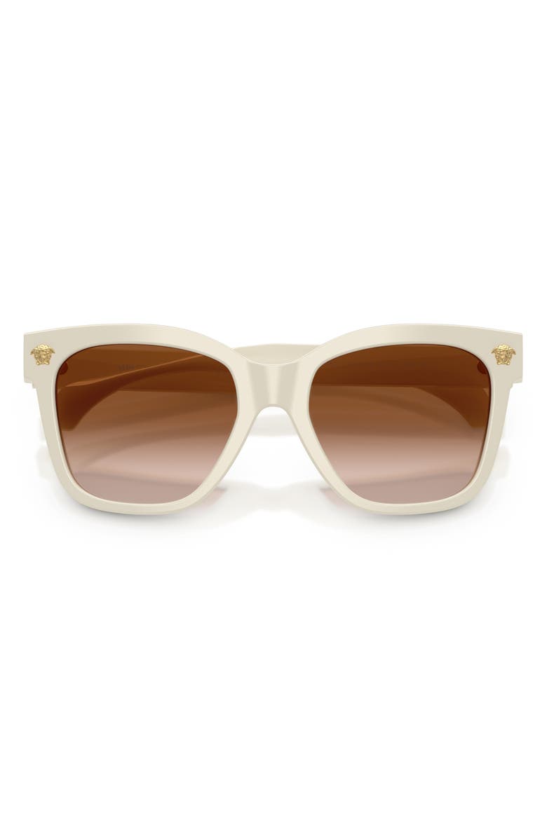Versace 55mm Square Sunglasses, Alternate, color, White Talc / Brown Gradient
