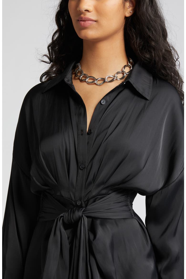 Sula Long Sleeve Shirtdress, Alternate, color, BLACK