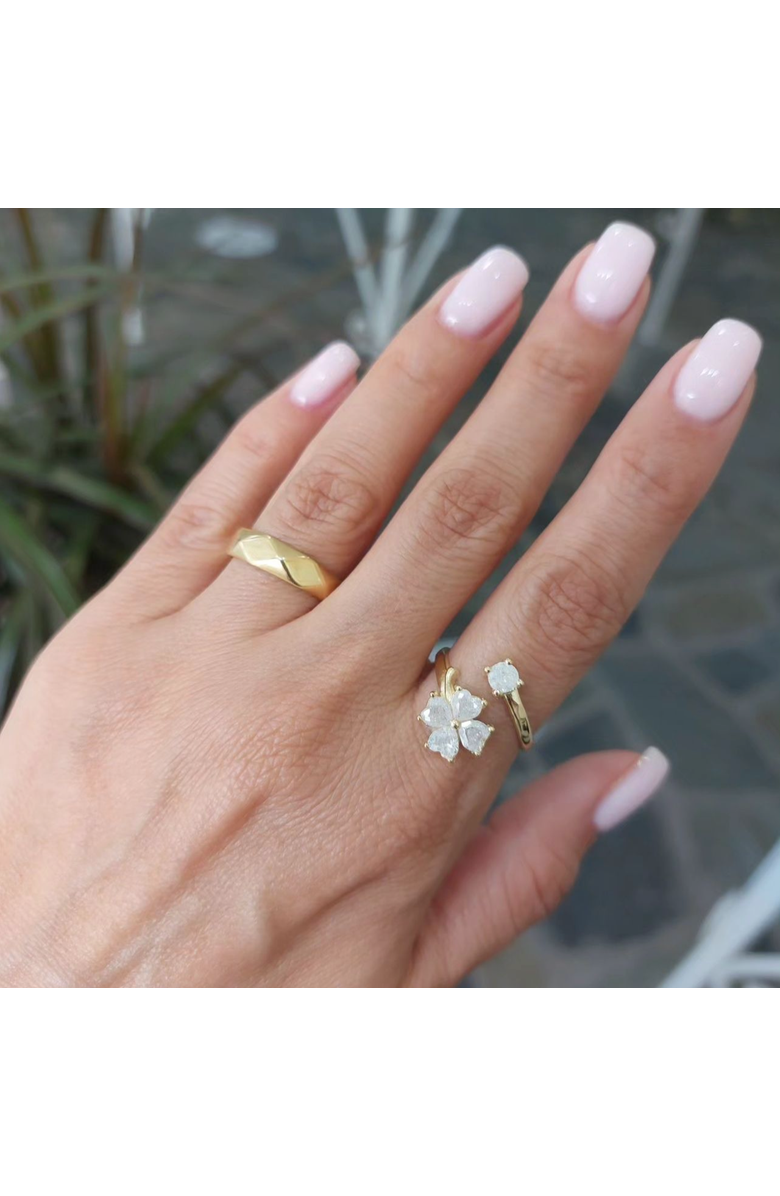 Spero London Sterling Silver Wide Hammered Ring, Alternate, color, Gold