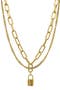 Water Resistant Padlock Pendant Layered Necklace