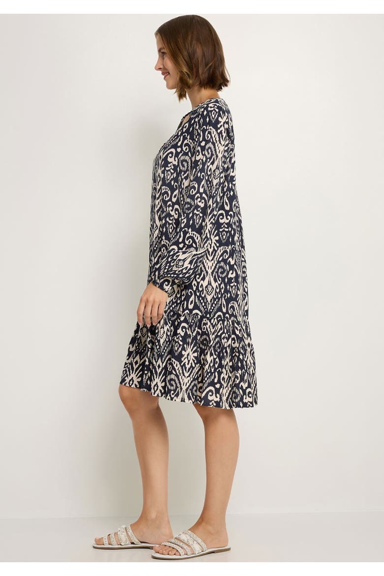 Printed Tunic Dress, Alternate, color, Navy Beige