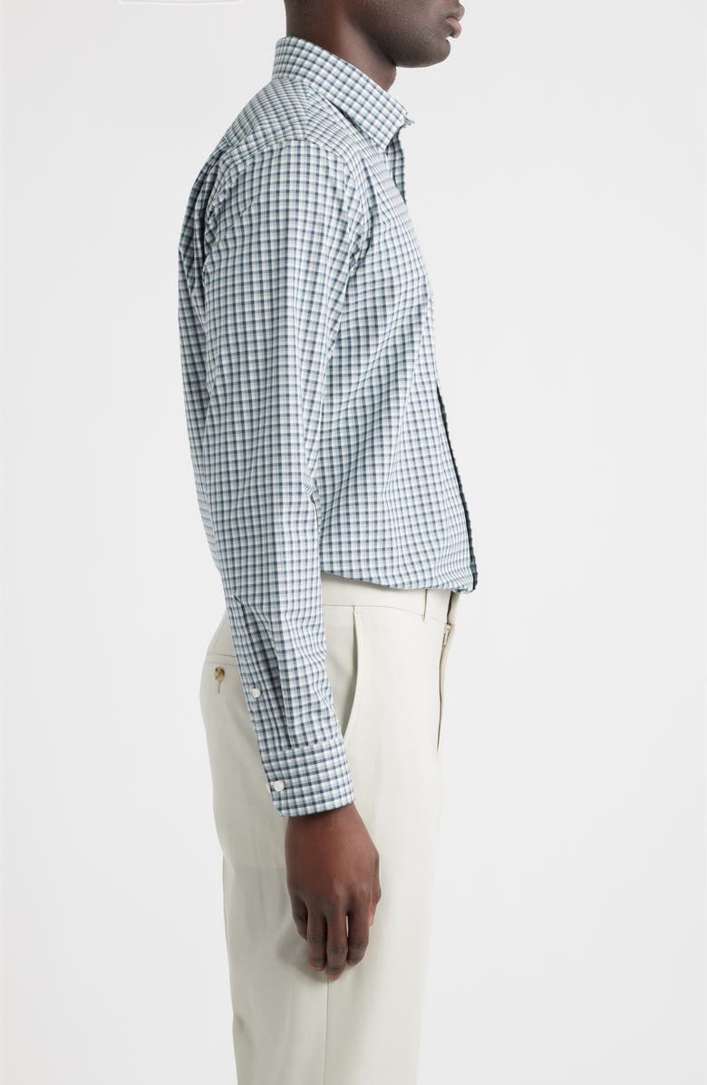 Nordstrom Ashborne Signature Trim Fit Check Dress Shirt, Alternate, color, Teal Ashborne Gingham