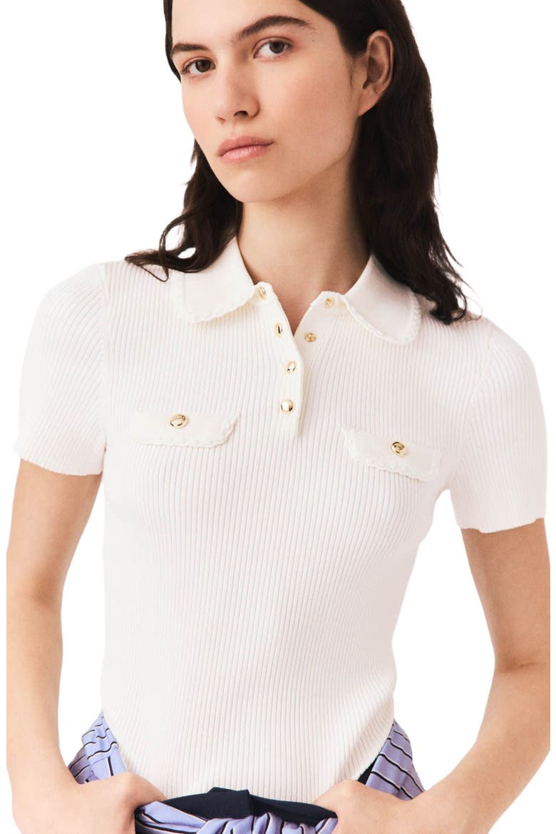 Short-sleeved polo with pockets, Alternate, color, Ecru