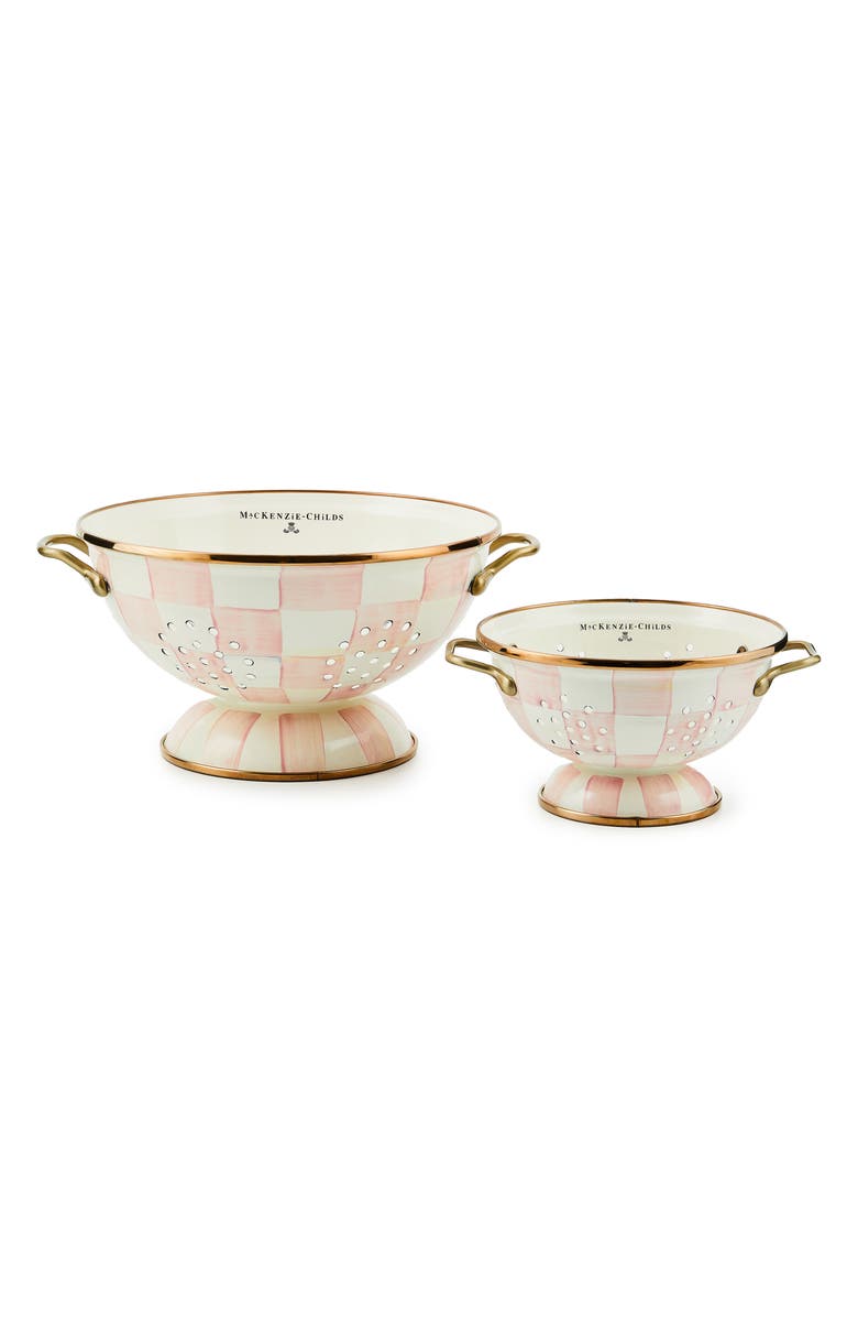 MACKENZIE CHILDS Rosy Check Small Colander, Alternate, color, Pink/ White