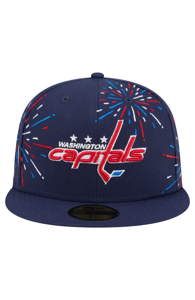 New Era Men's New Era Navy Washington Capitals Americana Fireworks 59FIFTY Fitted Hat, Alternate, color, Navy