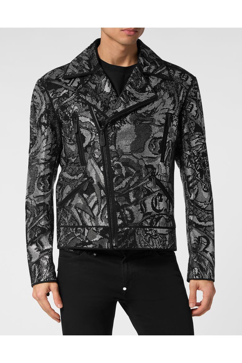 Leather Jacket Tattoo Men, Main, color, black