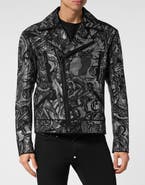 PHILIPP PLEIN Leather Jacket Tattoo Men