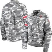 THE WILD COLLECTIVE Women's The Wild Collective Gray Ohio State Buckeyes Camo Flannel Button-Up Long Sleeve Shirt