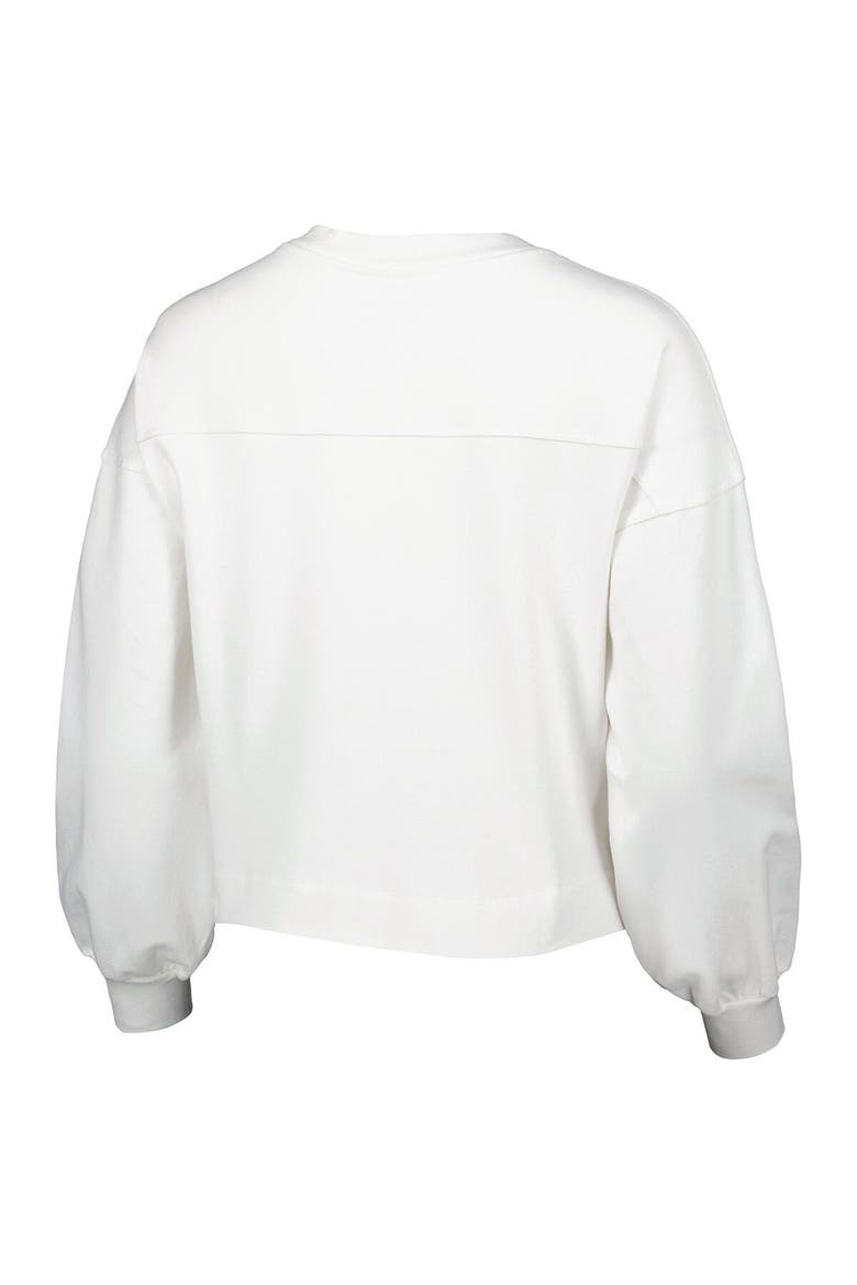 Women's Lusso White Golden State Warriors Lola Ball and Chain Pullover Sweatshirt, Alternate, color, White