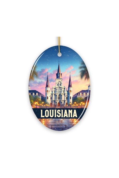Louisiana Cathedral Sunset Ceramic Ornament