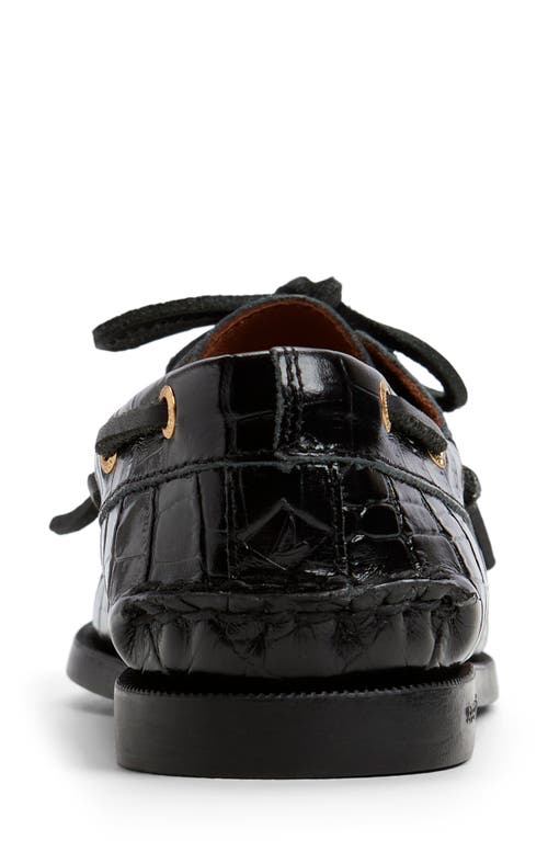 Sperry Authentic Original Two-eye Boat Shoe In Black Croco Leather Emb Croco