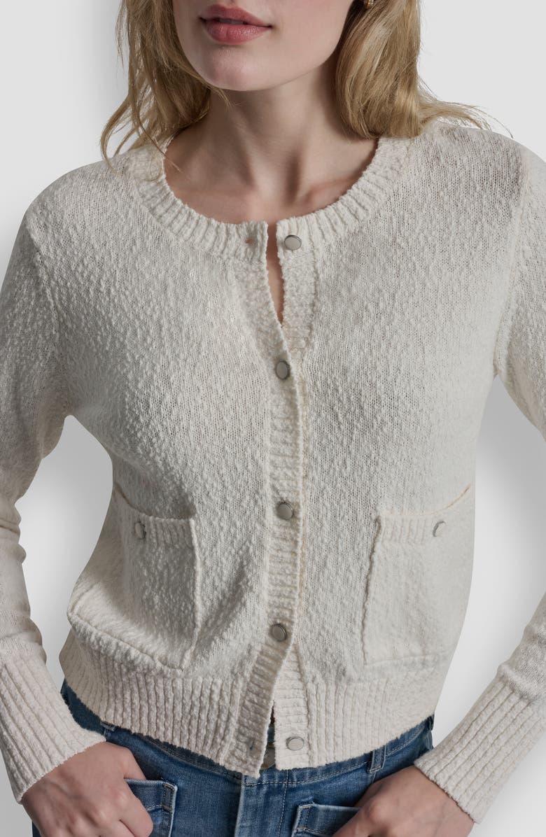 DKNY Jeans Button Front Cotton Cardigan, Alternate, color, White