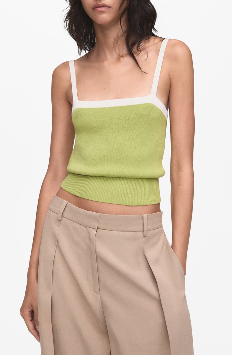 MANGO Crossed Back Sweater Tank, Main, color, Pastel Green