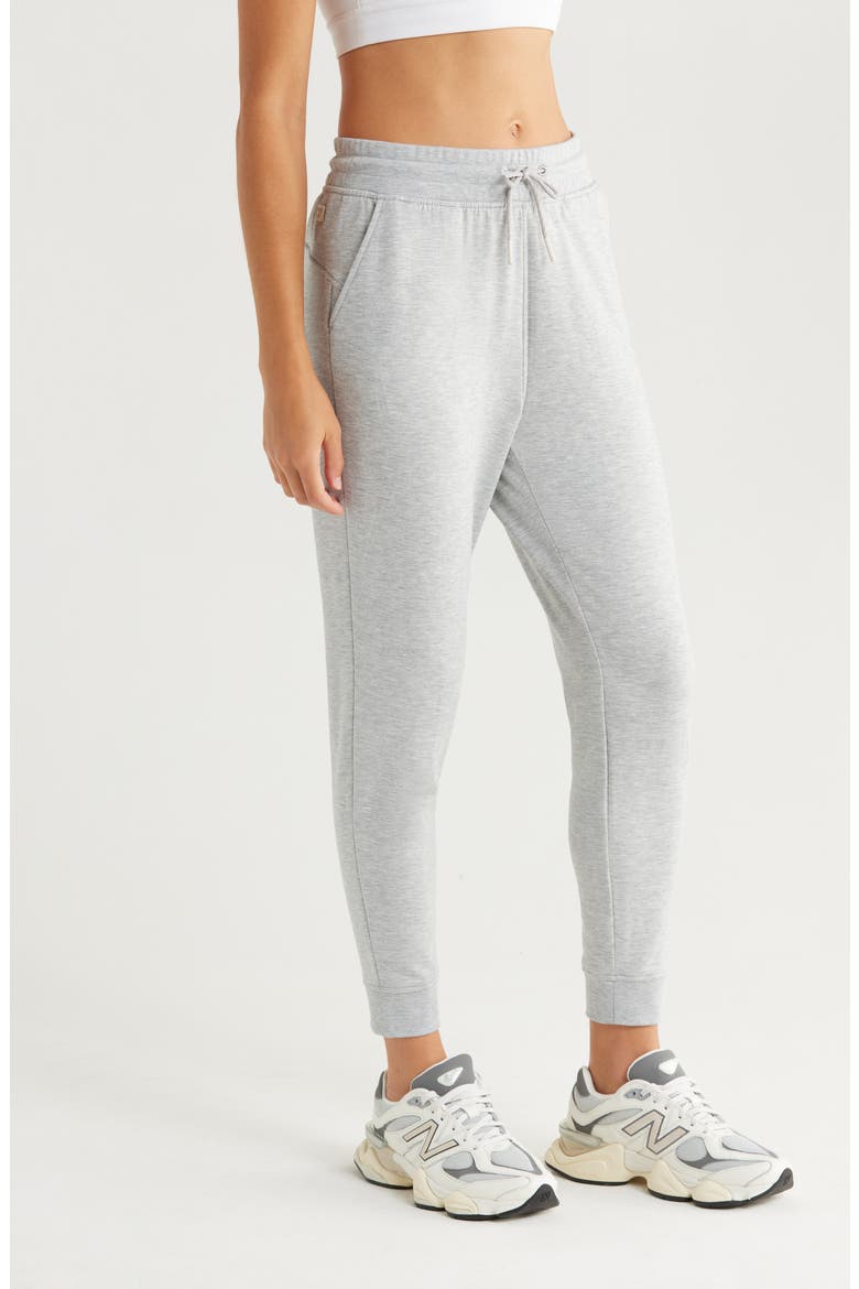 Brushed Fleece Joggers, Alternate, color, LIGHT HEATHER GREY