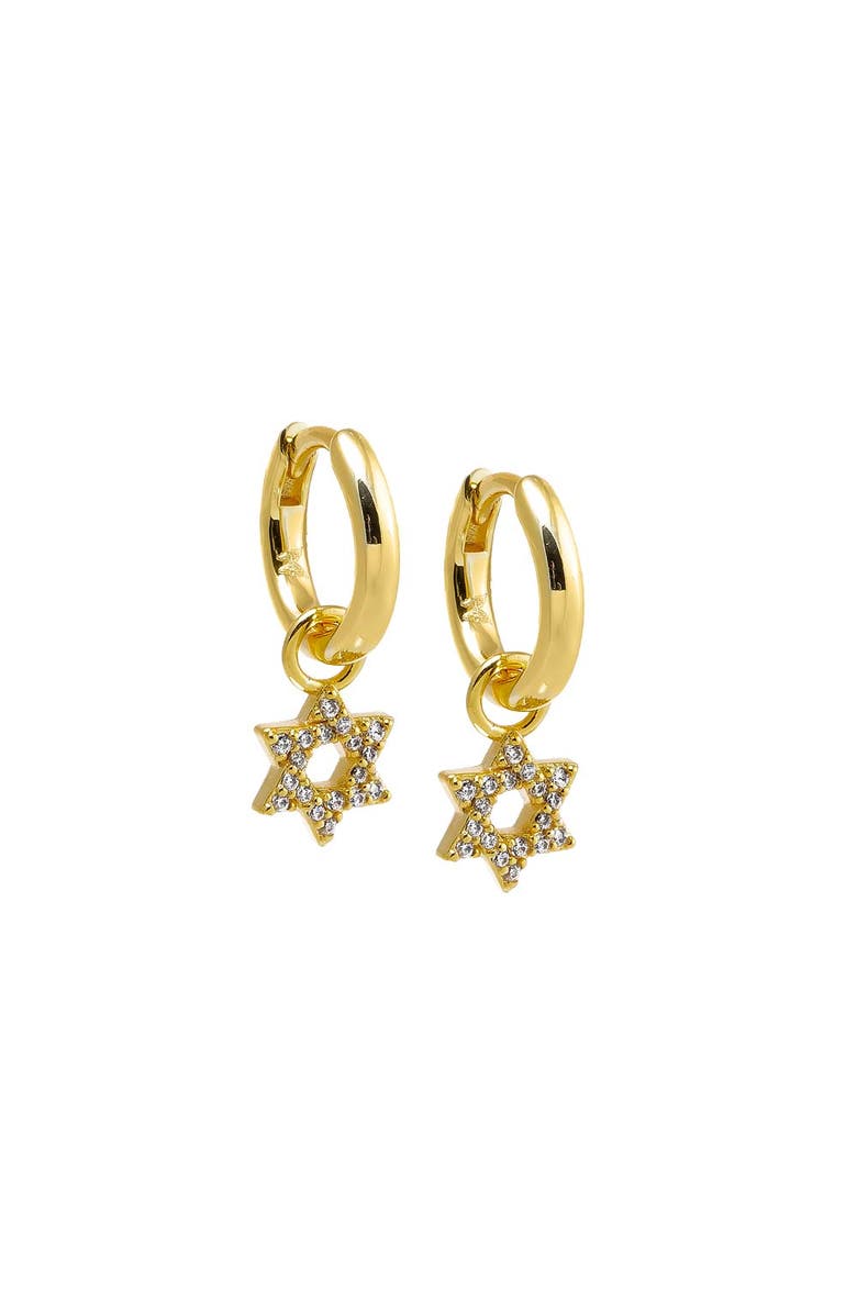 BY ADINA EDEN Pave Star Of David Dangling Huggie Earring, Main, color, Gold
