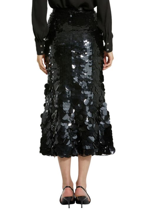 Mac Duggal Paillette Sequin Midi Skirt In Black