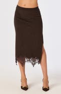 ASTR the Label Nadine Lace Hem Midi Skirt