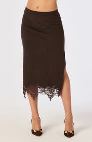 ASTR the Label Nadine Lace Hem Midi Skirt