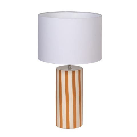 Glazed Cylinder Lamp with Stripes and Shade